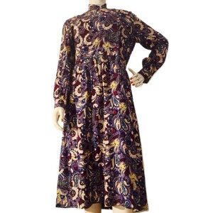 Vintage 80s Schrader Paisley Secretary Dress